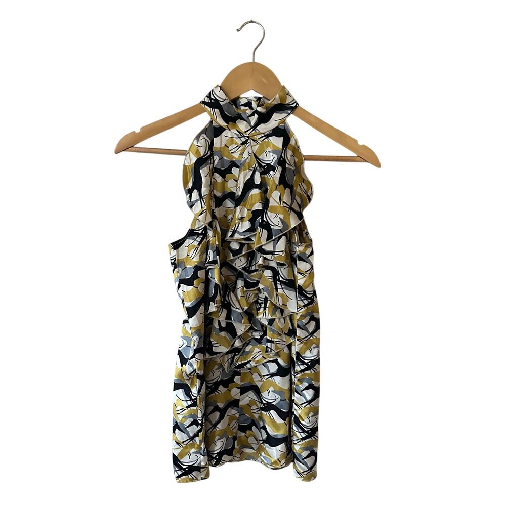 Parker Abstract Dog Ruffle Halter Neck Sleeveless Size XS